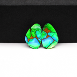 Peacock Dahlia composite pair 17x11x3mm 11ct freeform cabochon - photo 3
