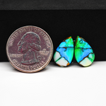 Peacock Dahlia composite pair 16x10x3mm 10ct pear cabochon - photo 1
