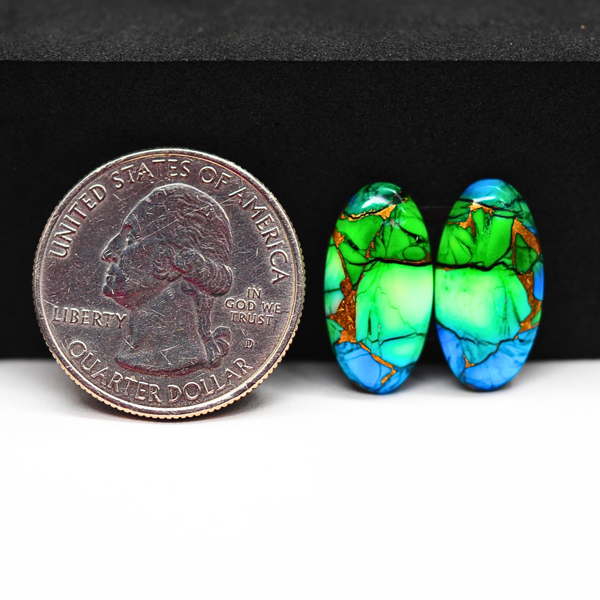 Peacock Dahlia composite pair 18x10x3mm 11.5ct oval cabochon - photo 1
