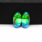 Peacock Dahlia composite pair 18x10x3mm 11.5ct oval cabochon - photo 2