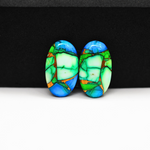 Peacock Dahlia composite pair 18x10x3mm 12.5ct oval cabochon - photo 2
