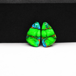 Peacock Dahlia composite pair 16x10x3mm 10ct freeform cabochon - photo 2