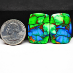 Peacock Dahlia composite pair 28x20x4mm 39.5ct cushion cabochon - photo 1