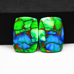 Peacock Dahlia composite pair 28x20x4mm 39.5ct cushion cabochon - photo 2