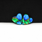 Peacock Dahlia composite pair 12x12x3mm 8ct heart cabochon - photo 2