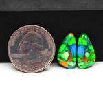 Peacock Dahlia composite pair 17x10x3mm 11ct freeform cabochon - photo 1