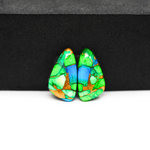 Peacock Dahlia composite pair 17x10x3mm 11ct freeform cabochon - photo 2