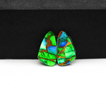 Peacock Dahlia composite pair 17x10x3mm 11ct freeform cabochon - photo 3