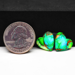 Peacock Dahlia composite pair 14x14x3mm 11ct heart cabochon - photo 1