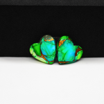 Peacock Dahlia composite pair 14x14x3mm 11ct heart cabochon - photo 2
