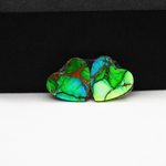 Peacock Dahlia composite pair 14x14x3mm 11ct heart cabochon - photo 3