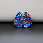 Stabilized Purple Mohave (Mojave) Turquoise freeform cabochon pair 20x12x3mm 14ct - purple with blue Kingman turquoise nuggets - photo 3 - Pedra Gems.