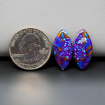 Stabilized Purple Mohave (Mojave) Turquoise marquise cabochon pair 23x10x3mm 20ct - purple with blue Kingman turquoise nuggets - photo 1 - Pedra Gems.