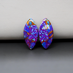 Stabilized Purple Mohave (Mojave) Turquoise marquise cabochon pair 23x10x3mm 20ct - purple with blue Kingman turquoise nuggets - photo 2 - Pedra Gems.