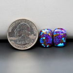Stabilized Purple Mohave (Mojave) Turquoise cushion cabochon pair 14x10x3mm 10.5ct - purple with blue Kingman turquoise nuggets - photo 1 - Pedra Gems.