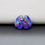 Stabilized Purple Mohave (Mojave) Turquoise freeform cabochon pair 16x11x3mm 9.5ct - purple with blue Kingman turquoise nuggets - photo 2 - Pedra Gems.