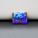 Stabilized Purple Mohave (Mojave) Turquoise rectangle cabochon pair 16x10x4mm 15ct - purple with blue Kingman turquoise nuggets - photo 2 - Pedra Gems.