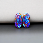 Stabilized Purple Mohave (Mojave) Turquoise oval cabochon pair 18x9x2mm 9.5ct - purple with blue Kingman turquoise nuggets - photo 2 - Pedra Gems.