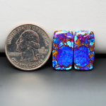 Stabilized Purple Mohave (Mojave) Turquoise rectangle cabochon pair 20x11x3mm 13ct - purple with blue Kingman turquoise nuggets - photo 1 - Pedra Gems.