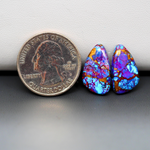 Stabilized Purple Mohave (Mojave) Turquoise freeform cabochon pair 19x11x4mm 12.5ct - purple with blue Kingman turquoise nuggets - photo 1 - Pedra Gems.