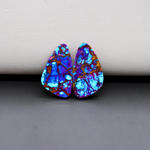 Stabilized Purple Mohave (Mojave) Turquoise freeform cabochon pair 19x11x4mm 12.5ct - purple with blue Kingman turquoise nuggets - photo 3 - Pedra Gems.
