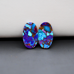 Stabilized Purple Mohave (Mojave) Turquoise oval cabochon pair 19x11x3mm 13ct - purple with blue Kingman turquoise nuggets - photo 3 - Pedra Gems.