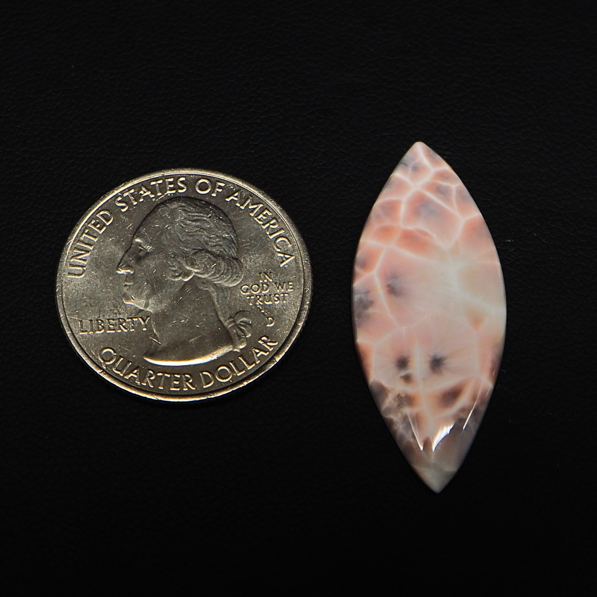 Natural Pink Natrolite (Thomsonite) Marquise Cabochon 35x14x3mm 11ct - view 1 - Pedra Gems