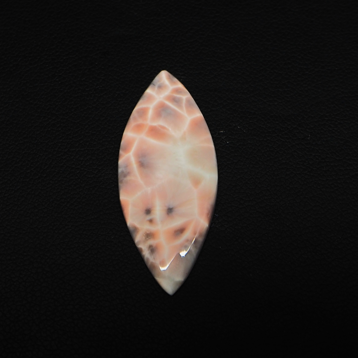 Natural Pink Natrolite (Thomsonite) Marquise Cabochon 35x14x3mm 11ct - view 2 - Pedra Gems