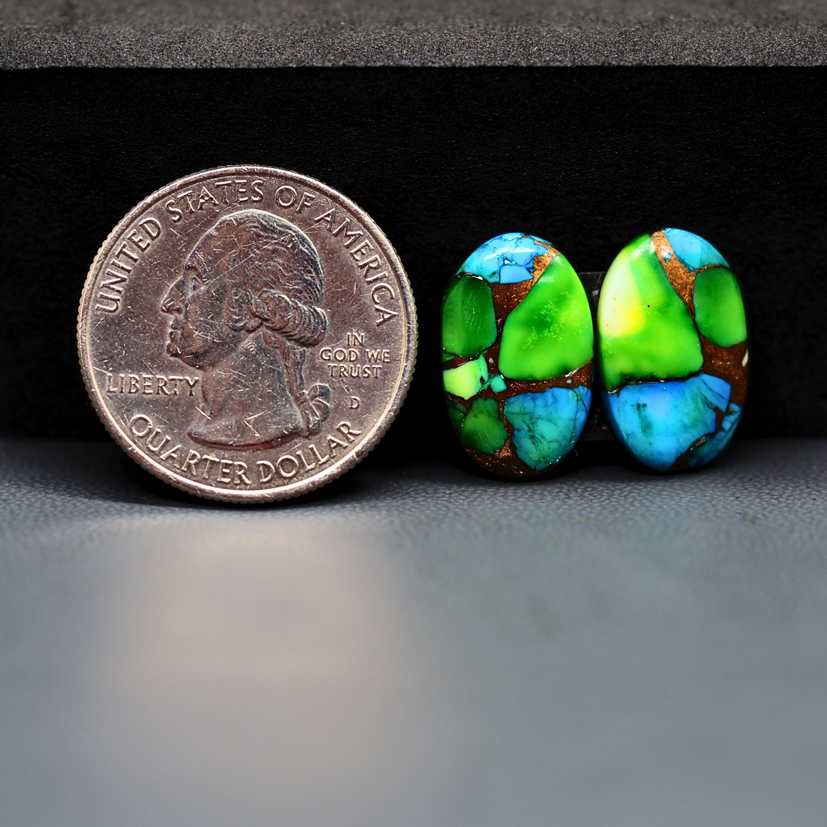 Peacock Dahlia composite pair 17x11x3mm 11.5ct oval cabochon - photo 1