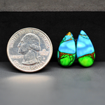 Peacock Dahlia composite pair 19x10x3mm 9.5ct pear cabochon - photo 1