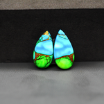 Peacock Dahlia composite pair 19x10x3mm 9.5ct pear cabochon - photo 2