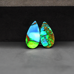 Peacock Dahlia composite pair 19x10x3mm 9.5ct pear cabochon - photo 3