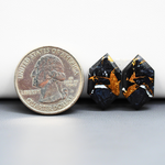 Kingman Black Buffalo Copper Composite Hexagon Cabochon Pair 19x11x3mm 11.5ct - black stone with bright copper veins - Pedra Gems