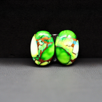Peacock Dahlia composite pair 16x11x3mm 12ct oval cabochon - photo 2