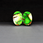 Peacock Dahlia composite pair 16x11x3mm 12ct oval cabochon - photo 3