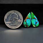 Peacock Dahlia composite pair 20x10x3mm 11ct pear cabochon - photo 1