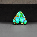 Peacock Dahlia composite pair 20x10x3mm 11ct pear cabochon - photo 2