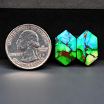 Peacock Dahlia composite pair 19x11x3mm 13.5ct hexagon cabochon - photo 1