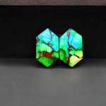 Peacock Dahlia composite pair 19x11x3mm 13.5ct hexagon cabochon - photo 2