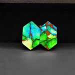 Peacock Dahlia composite pair 19x11x3mm 13.5ct hexagon cabochon - photo 3