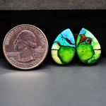 Peacock Dahlia composite pair 19x13x3mm 14.5ct pear cabochon - photo 1