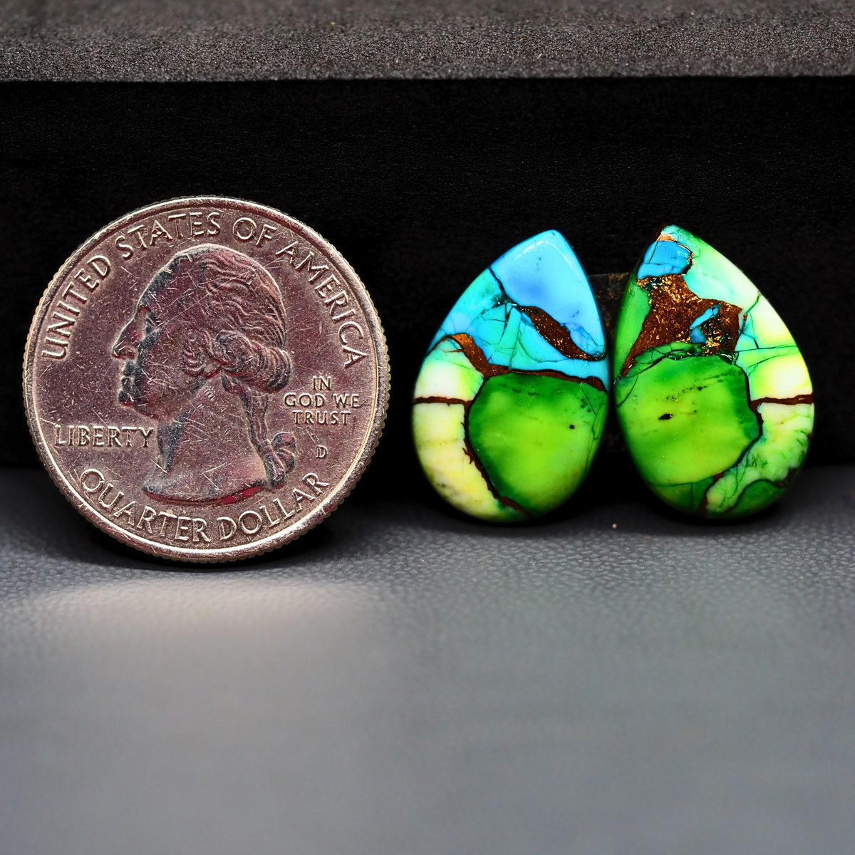 Peacock Dahlia composite pair 19x13x3mm 14.5ct pear cabochon - photo 1