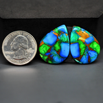Peacock Dahlia composite pair 28x21x3mm 32.5ct pear cabochon - photo 1