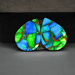 Peacock Dahlia composite pair 28x21x3mm 32.5ct pear cabochon - photo 3