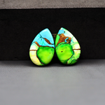 Peacock Dahlia composite pair 19x13x3mm 14.5ct pear cabochon - photo 2