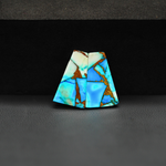Kingman Ice Blue Dahlia Trapezoid Cabochon Pair 18x11x4mm 13ct - icy blue and white stone with copper veining - Pedra Gems