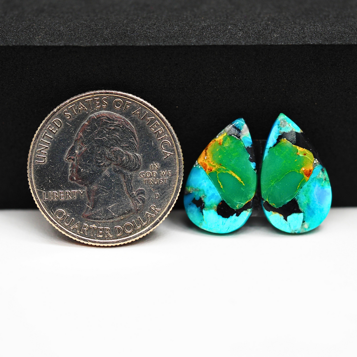 Mohave Buffalo composite pair 19x11x3mm 10.5ct pear cabochon Kingman - photo 1