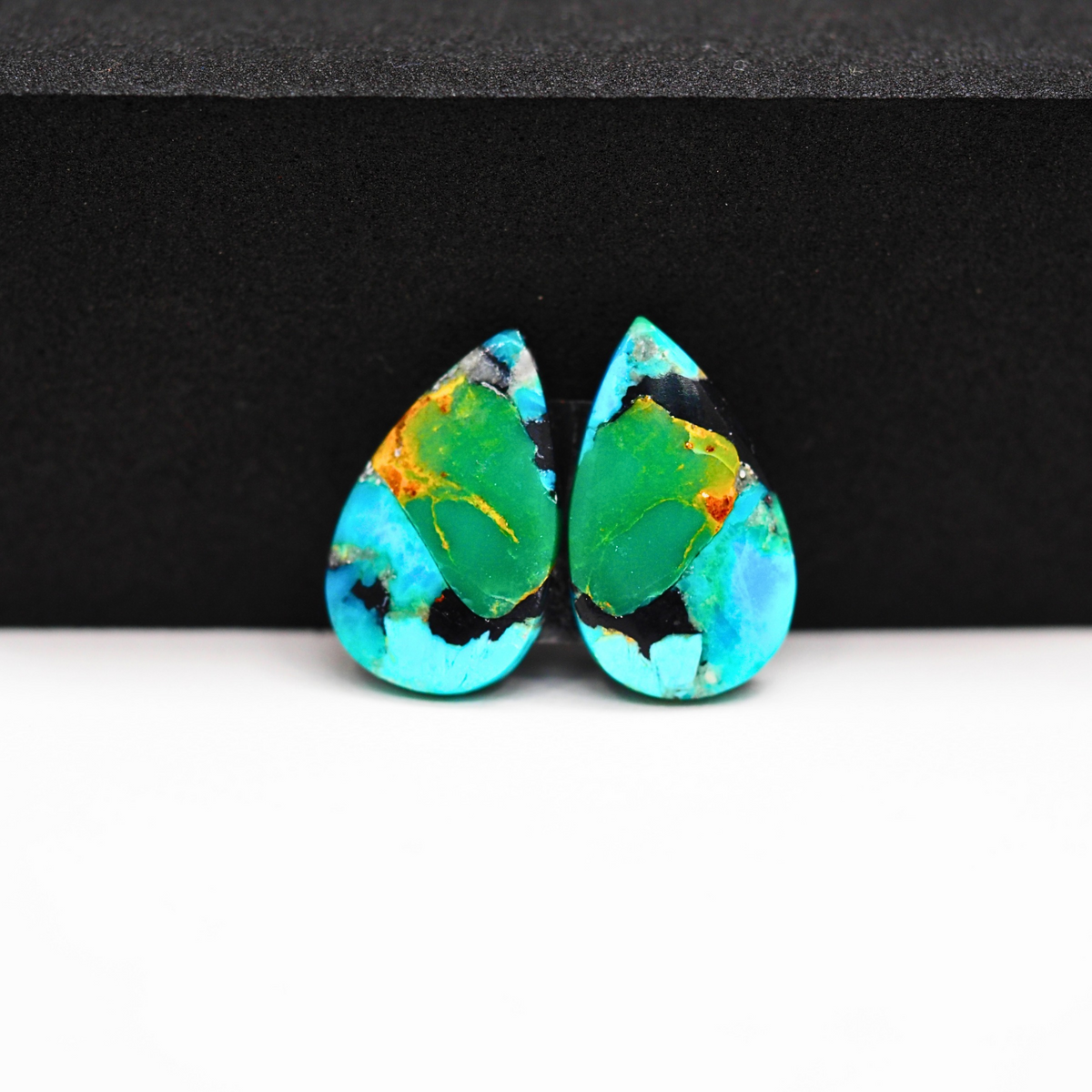 Mohave Buffalo composite pair 19x11x3mm 10.5ct pear cabochon Kingman - photo 2