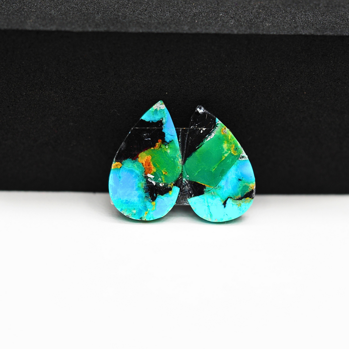 Mohave Buffalo composite pair 19x11x3mm 10.5ct pear cabochon Kingman - photo 4