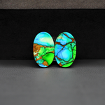Peacock Dahlia composite pair 16x11x3mm 13ct oval cabochon - photo 3